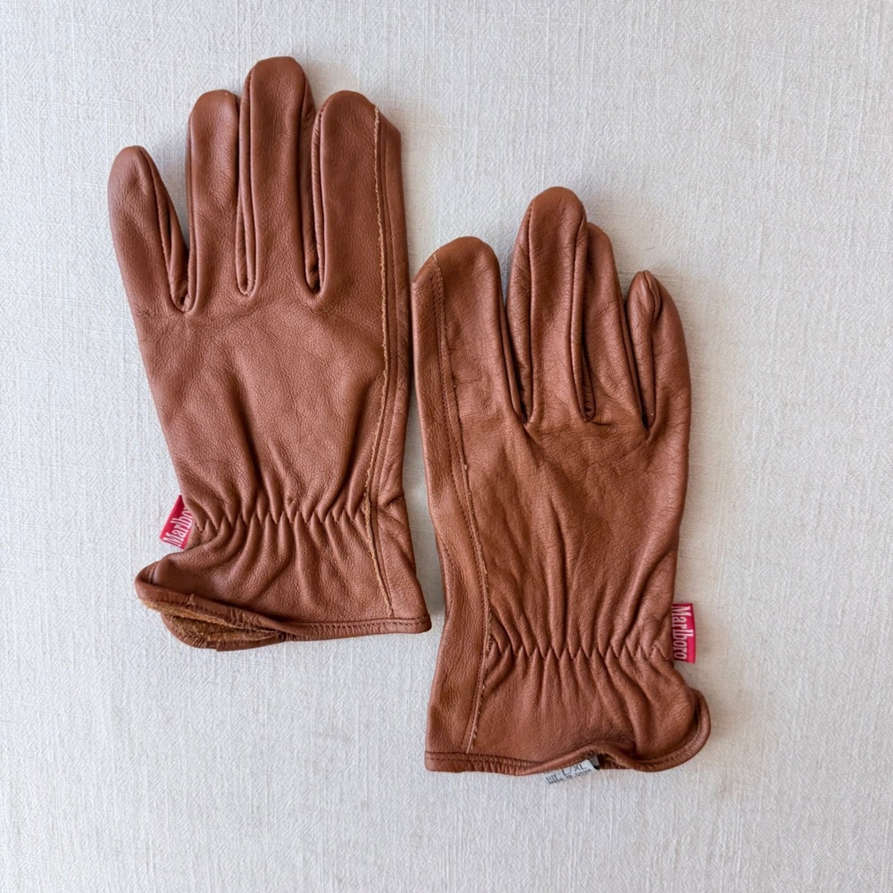 Marlboro Adventure Team Vintage Leather Work Gloves Mens L/XL Brown